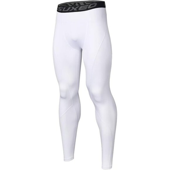Mens Compression Tights Running Pants Baselayer Legging White Medium - Picture 2 of 7